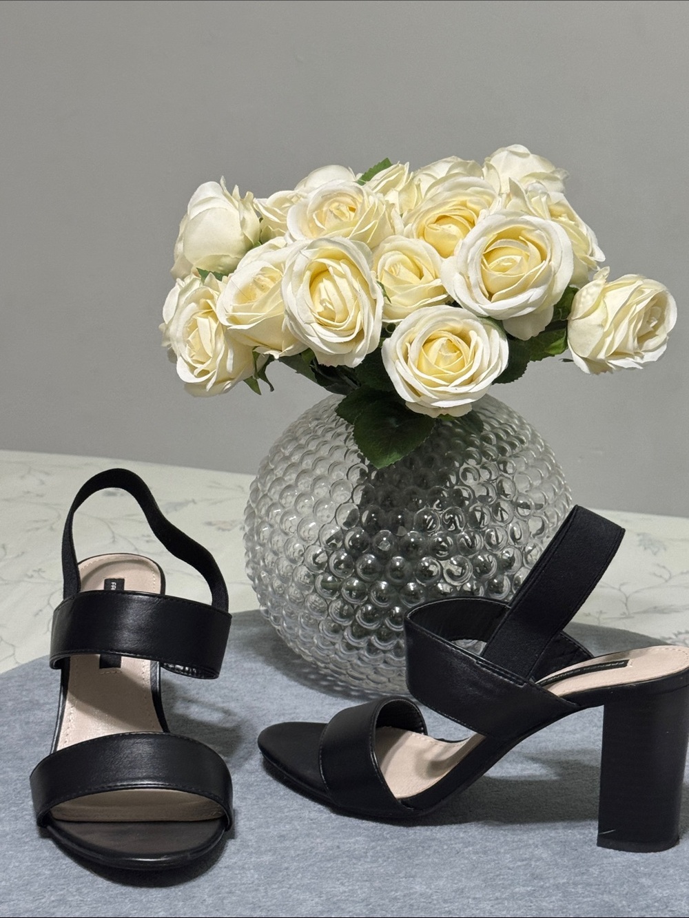 French Connection Black Strappy Block Heel Sandals